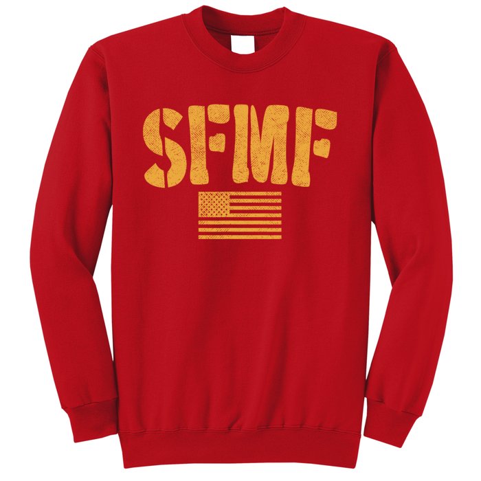 SFMF Vintage American Flag & Military Veteran Saying Sweatshirt