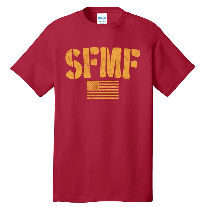 SFMF Vintage American Flag & Military Veteran Saying Tall T-Shirt