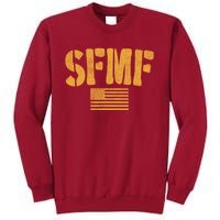 SFMF Vintage American Flag & Military Veteran Saying Tall Sweatshirt