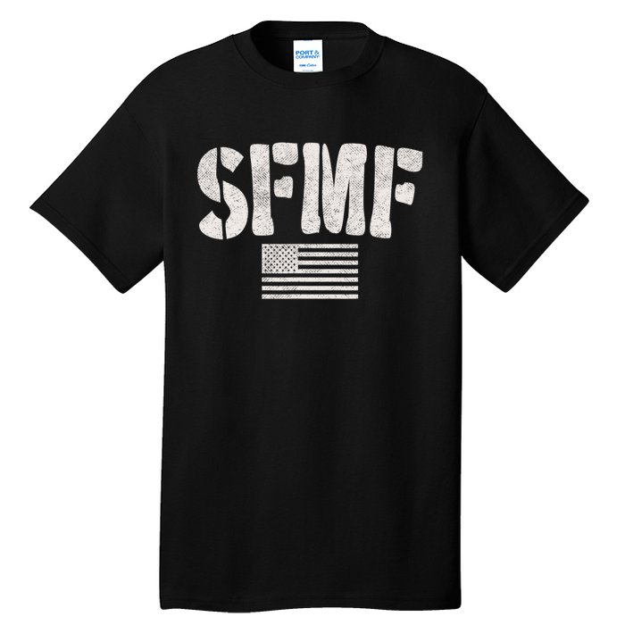 SFMF Vintage American Flag & Military Veteran Saying Tall T-Shirt