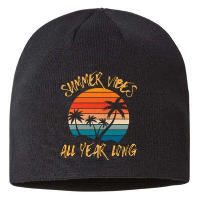 Summer Vibes All Year Long Retro Vintage Summer Lover Sustainable Beanie