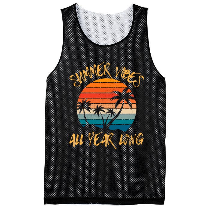 Summer Vibes All Year Long Retro Vintage Summer Lover Mesh Reversible Basketball Jersey Tank