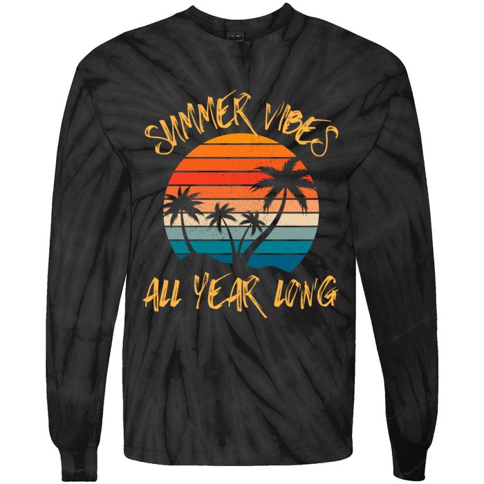 Summer Vibes All Year Long Retro Vintage Summer Lover Tie-Dye Long Sleeve Shirt