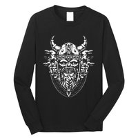 Skull Viking And Raven And Viking Helmet Long Sleeve Shirt