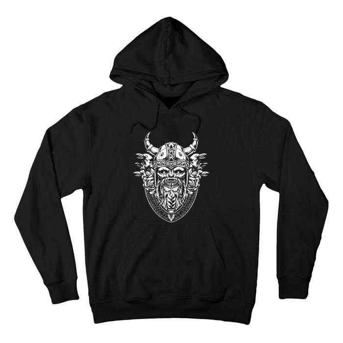 Skull Viking And Raven And Viking Helmet Tall Hoodie