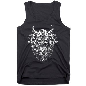 Skull Viking And Raven And Viking Helmet Tank Top