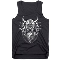 Skull Viking And Raven And Viking Helmet Tank Top