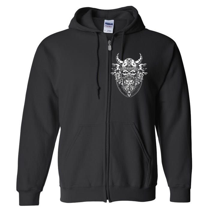 Skull Viking And Raven And Viking Helmet Full Zip Hoodie