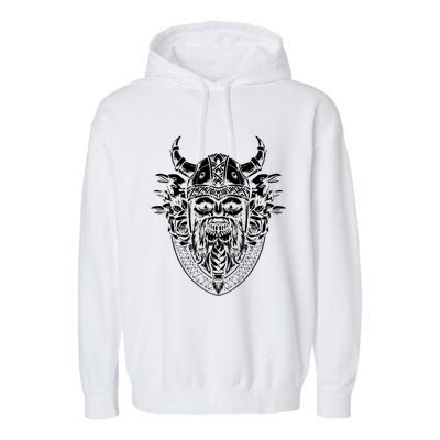 Skull Viking And Raven And Viking Helmet Garment-Dyed Fleece Hoodie