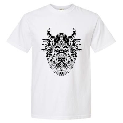 Skull Viking And Raven And Viking Helmet Garment-Dyed Heavyweight T-Shirt