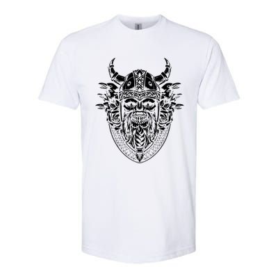 Skull Viking And Raven And Viking Helmet Softstyle CVC T-Shirt