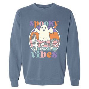 Spooky Vibes Asl Hands American Sign Language Boo Halloween Gift Garment-Dyed Sweatshirt