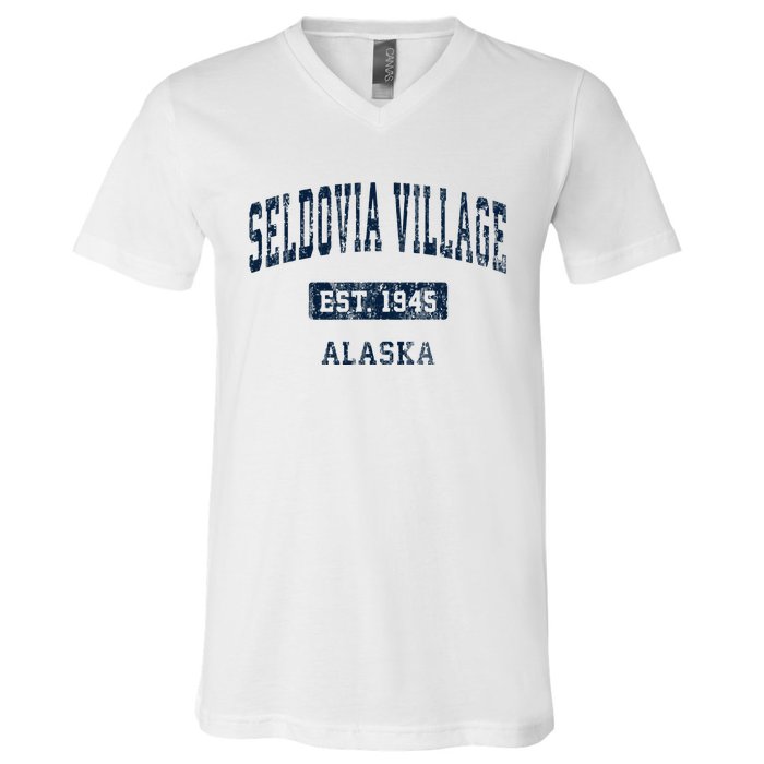 Seldovia Village Alaska Ak Vintage Sports Established V-Neck T-Shirt