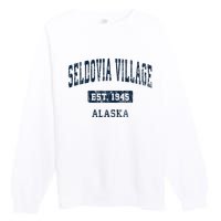 Seldovia Village Alaska Ak Vintage Sports Established Premium Crewneck Sweatshirt