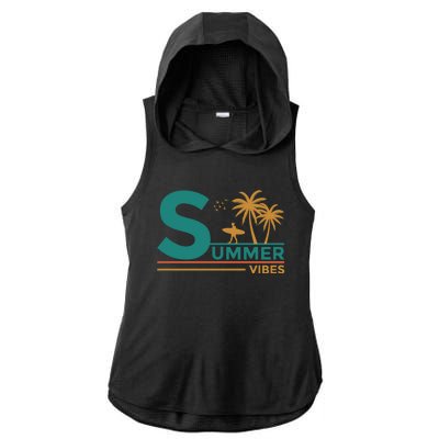 Summer Vibes Adventure Graphic Ladies PosiCharge Tri-Blend Wicking Draft Hoodie Tank