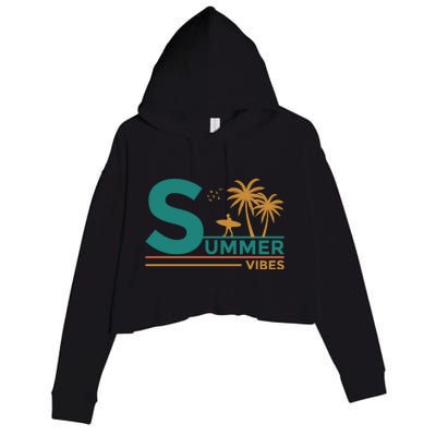 Summer Vibes Adventure Graphic Crop Fleece Hoodie