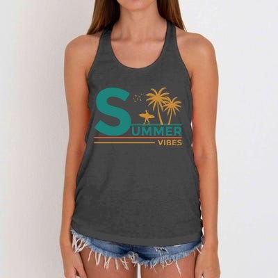 Summer Vibes Adventure Graphic Women's Knotted Racerback Tank