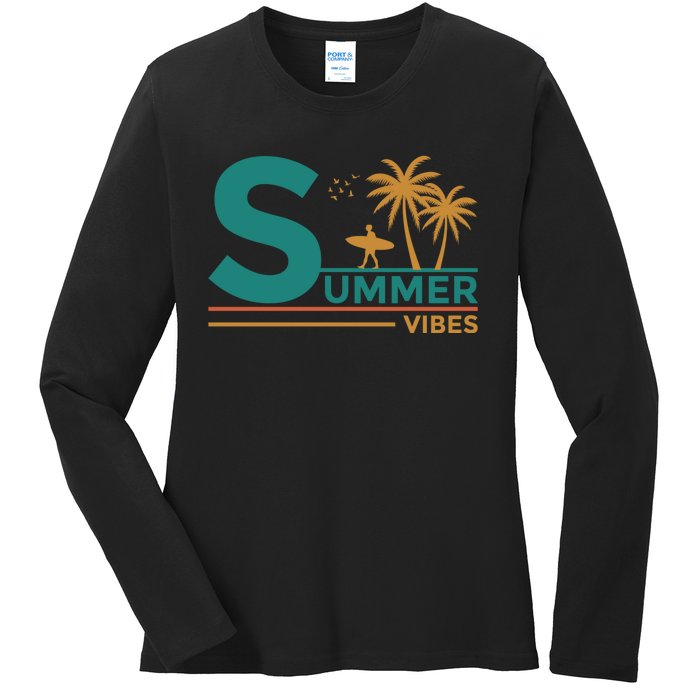 Summer Vibes Adventure Graphic Ladies Long Sleeve Shirt