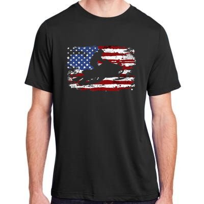 Snowmobile Vintage American Flag Adult ChromaSoft Performance T-Shirt