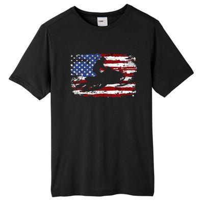 Snowmobile Vintage American Flag Tall Fusion ChromaSoft Performance T-Shirt