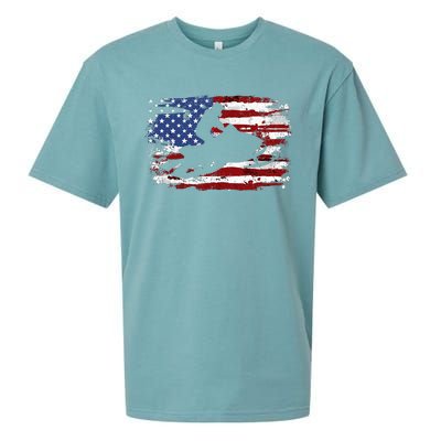 Snowmobile Vintage American Flag Sueded Cloud Jersey T-Shirt