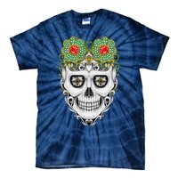 Sugarskull Vintage Art Set With Sapphire And Black Diamond Tie-Dye T-Shirt