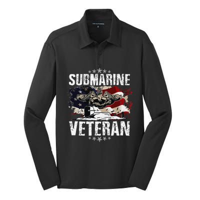 Submarine Veteran Artwork For A Submariner Silk Touch Performance Long Sleeve Polo