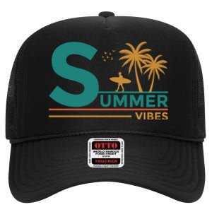 Summer Vibes Adventure Graphic High Crown Mesh Back Trucker Hat