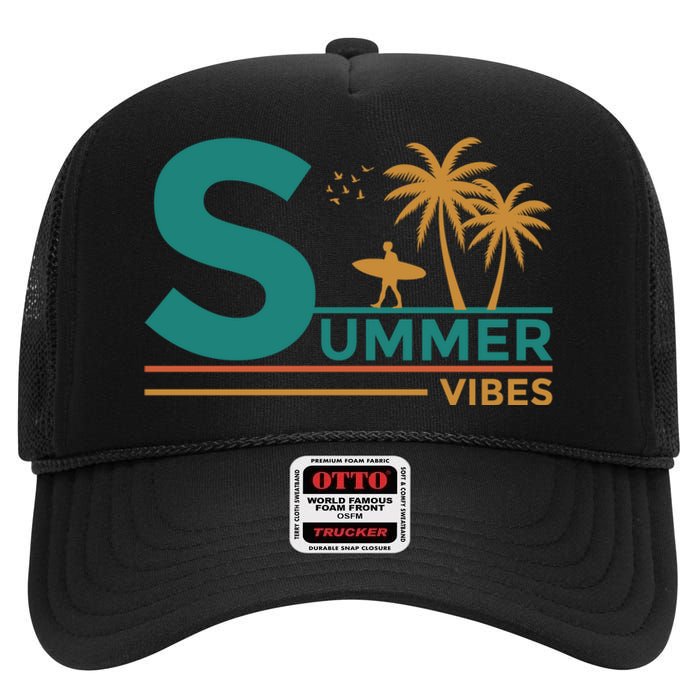 Summer Vibes Adventure Graphic High Crown Mesh Back Trucker Hat