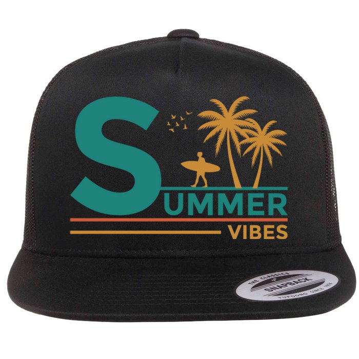 Summer Vibes Adventure Graphic Flat Bill Trucker Hat