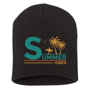 Summer Vibes Adventure Graphic Short Acrylic Beanie