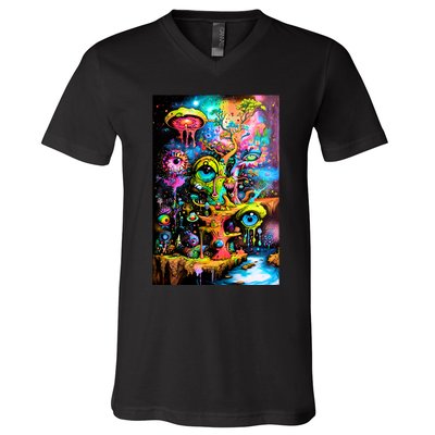 Surreal Vision: A Psychedelic Dreamscape V-Neck T-Shirt