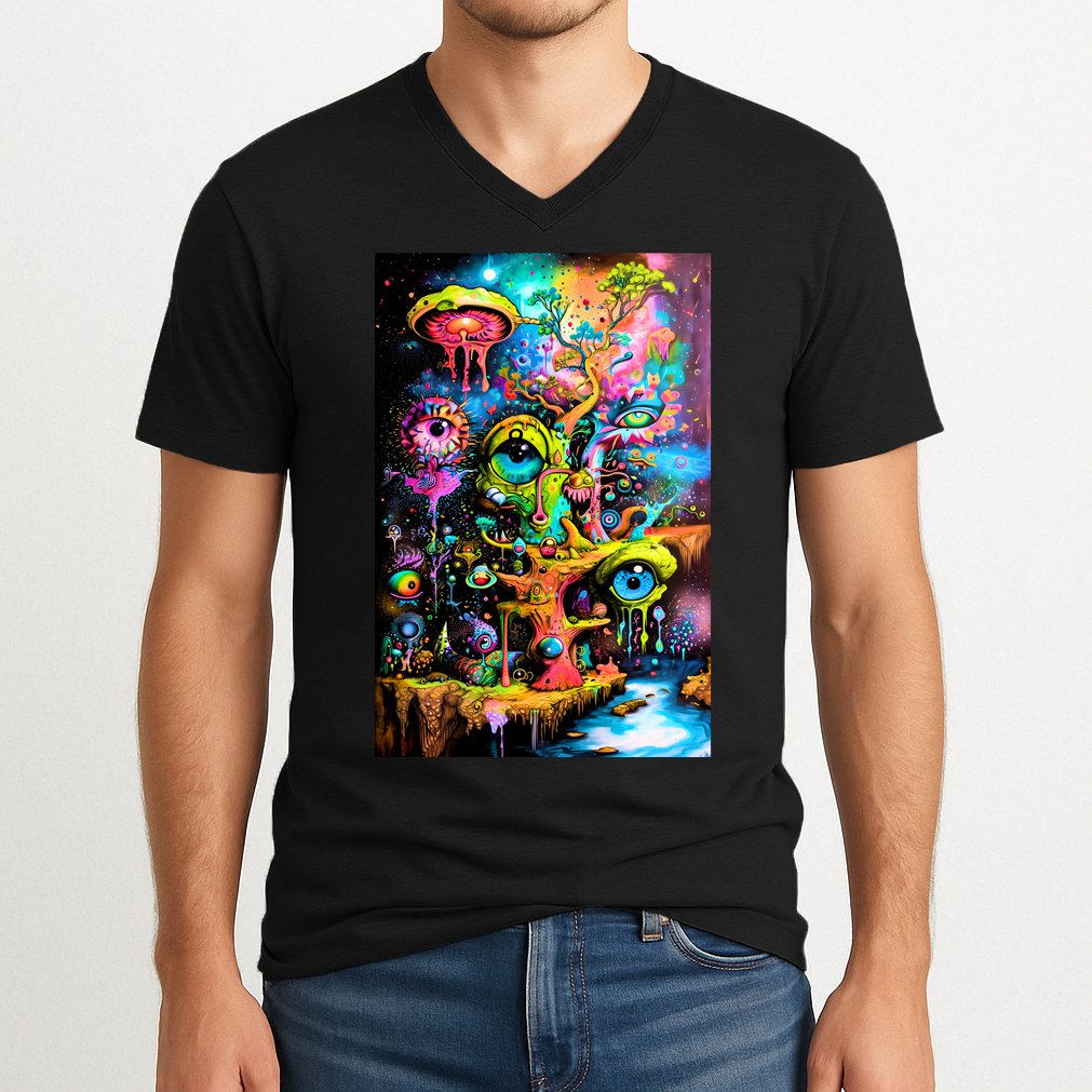 Surreal Vision: A Psychedelic Dreamscape V-Neck T-Shirt