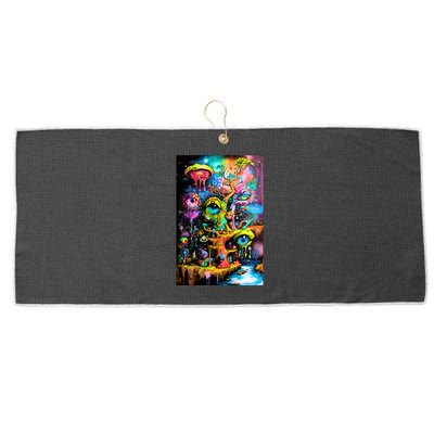 Surreal Vision: A Psychedelic Dreamscape Large Microfiber Waffle Golf Towel