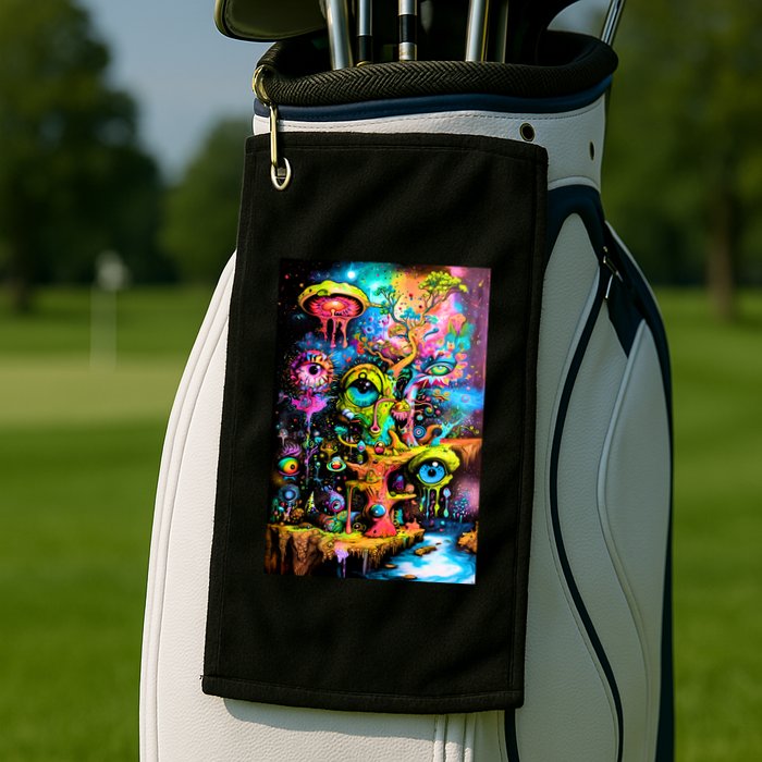 Surreal Vision: A Psychedelic Dreamscape Golf Towel