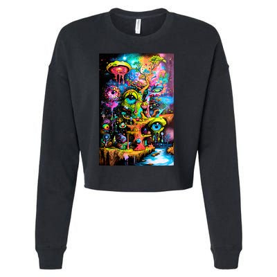 Surreal Vision: A Psychedelic Dreamscape Cropped Pullover Crew