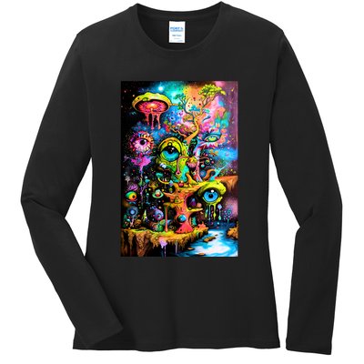 Surreal Vision: A Psychedelic Dreamscape Ladies Long Sleeve Shirt