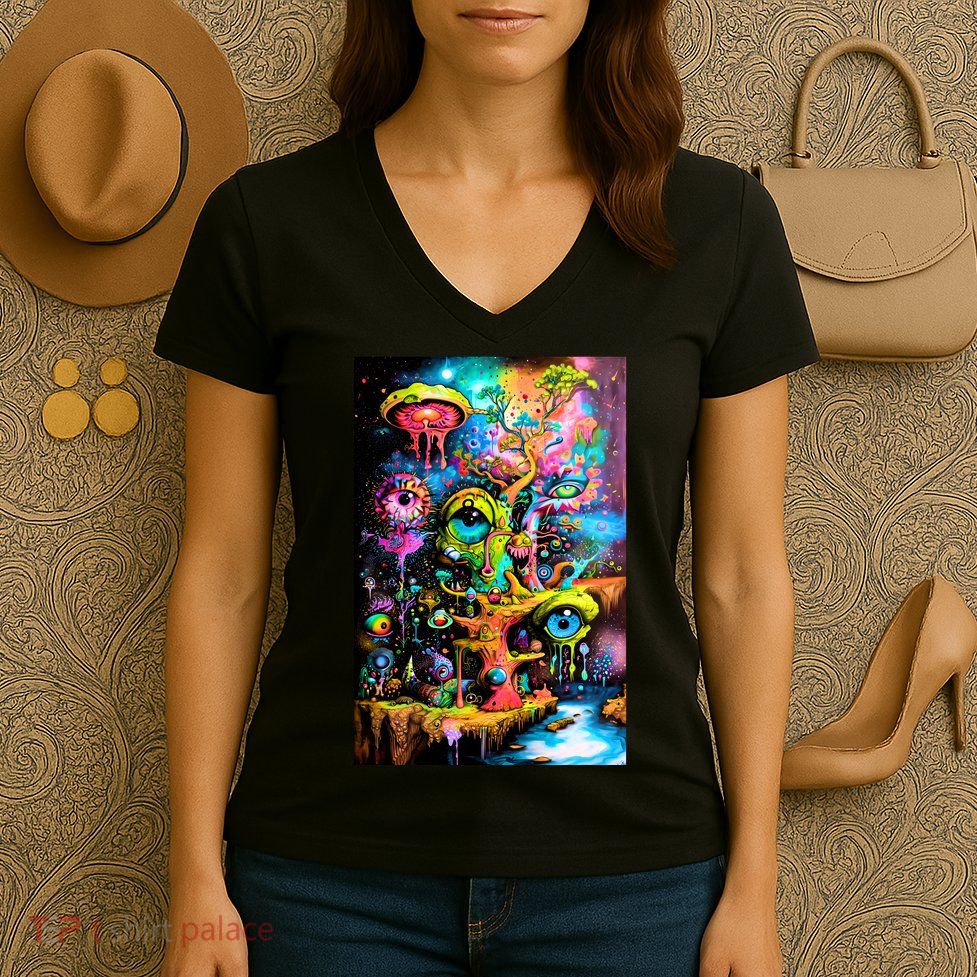 Surreal Vision: A Psychedelic Dreamscape Women's V-Neck T-Shirt