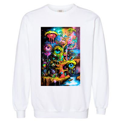 Surreal Vision: A Psychedelic Dreamscape Garment-Dyed Sweatshirt