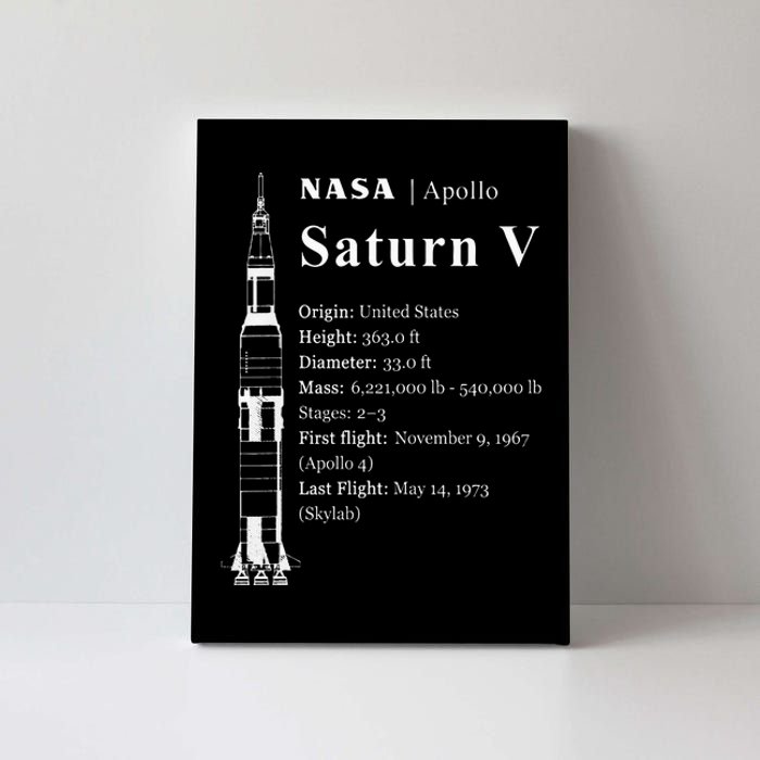 Saturn V Blueprint Style NASA History Apollo Program Canvas