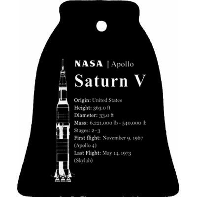 Saturn V Blueprint Style NASA History Apollo Program Ceramic Bell Ornament