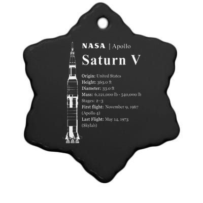 Saturn V Blueprint Style NASA History Apollo Program Ceramic Star Ornament