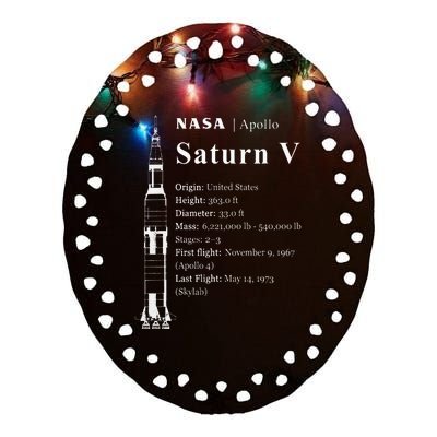 Saturn V Blueprint Style NASA History Apollo Program Ceramic Oval Ornament