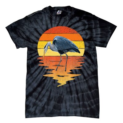 Sunset Vintage Blue Heron Heron Water Bird Tie-Dye T-Shirt