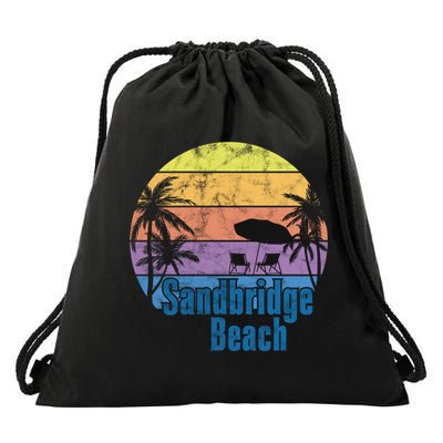 Sandbridge Virginia Beach Retro Sunset Family Beach Vacation Gift Drawstring Bag