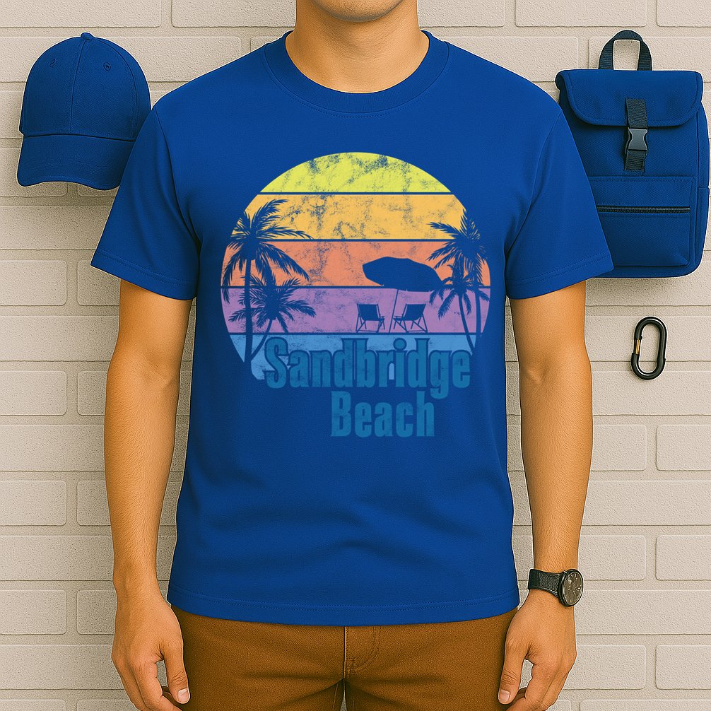 Sandbridge Virginia Beach Retro Sunset Family Beach Vacation Gift T-Shirt