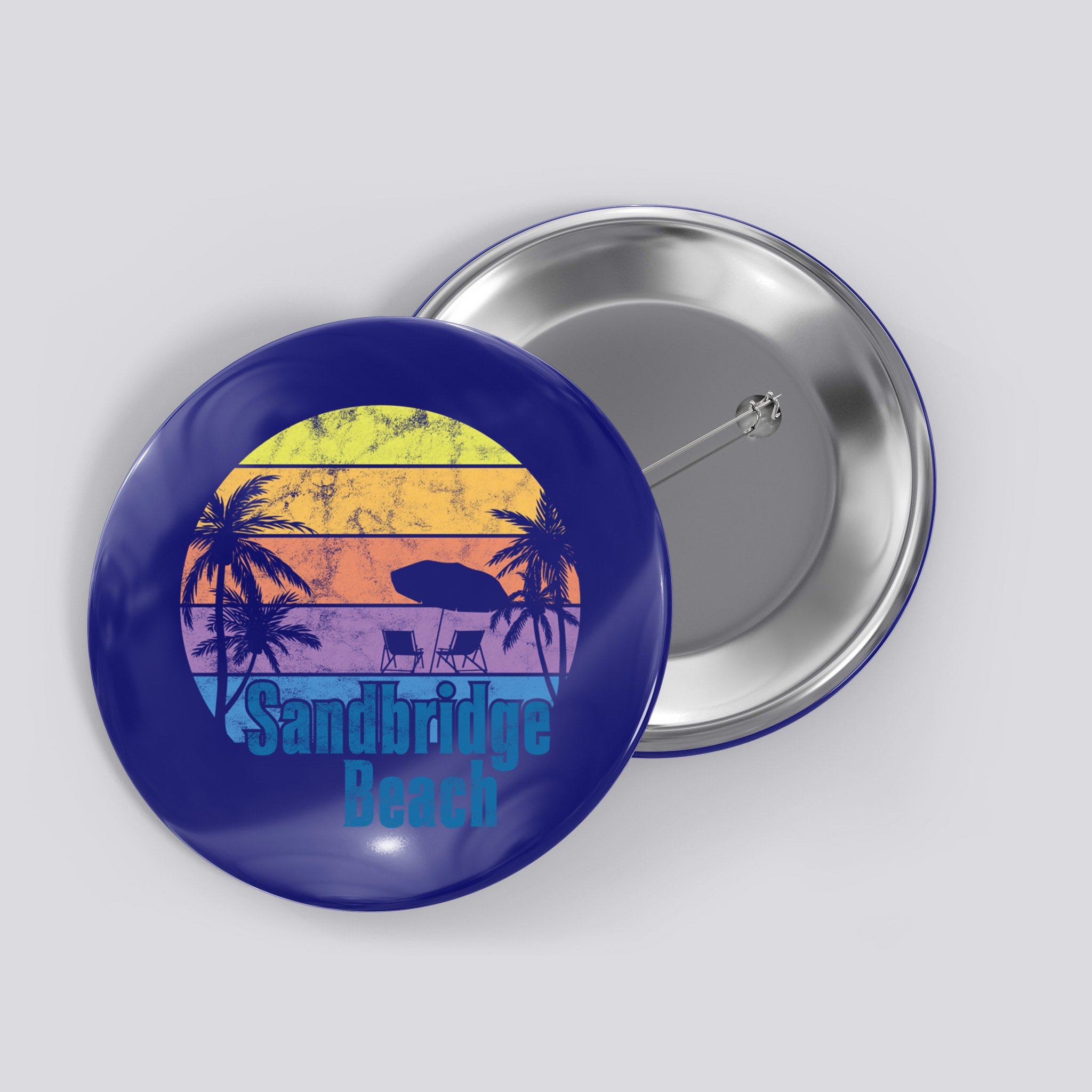 Sandbridge Virginia Beach Retro Sunset Family Beach Vacation Gift Button