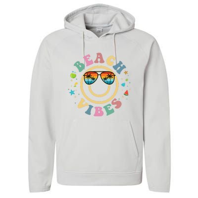 Summer Vacation Beach Vibes Stylish Beach Performance Fleece Hoodie