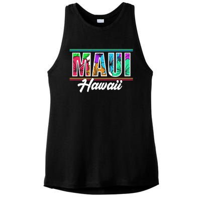 Summer Vacation Beach Maui Hawaii Gift Ladies PosiCharge Tri-Blend Wicking Tank