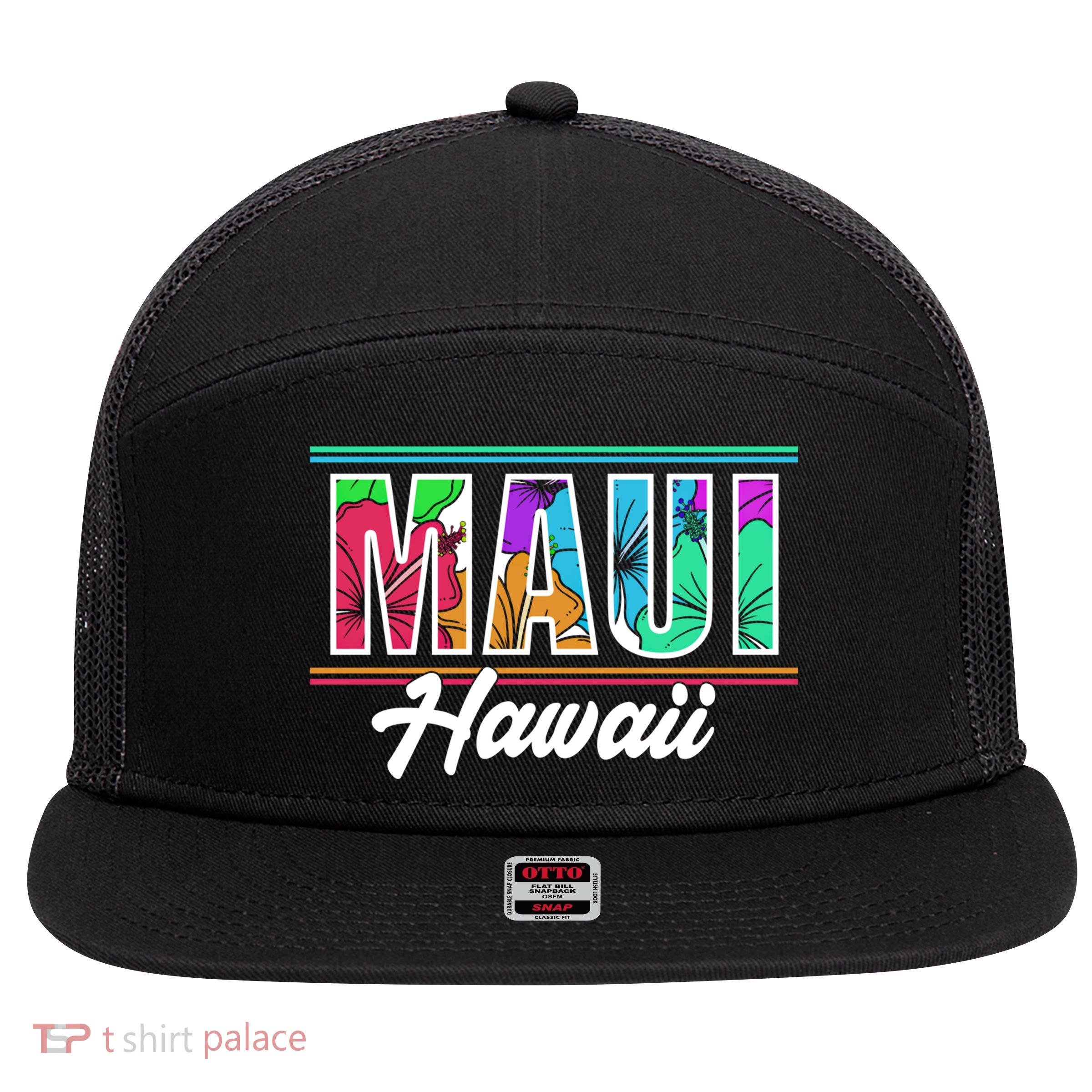 Summer Vacation Beach Maui Hawaii Gift 7 Panel Mesh Trucker Snapback Hat
